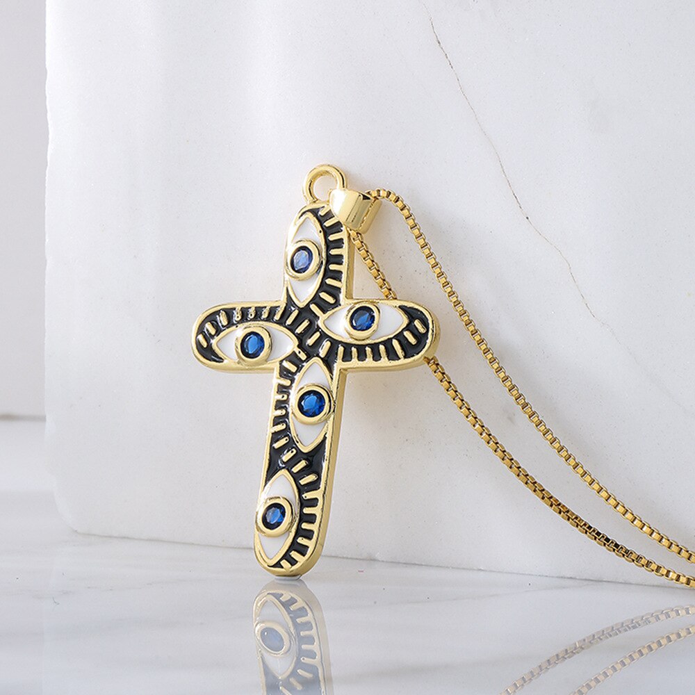 Evil eye and cross on sale necklace