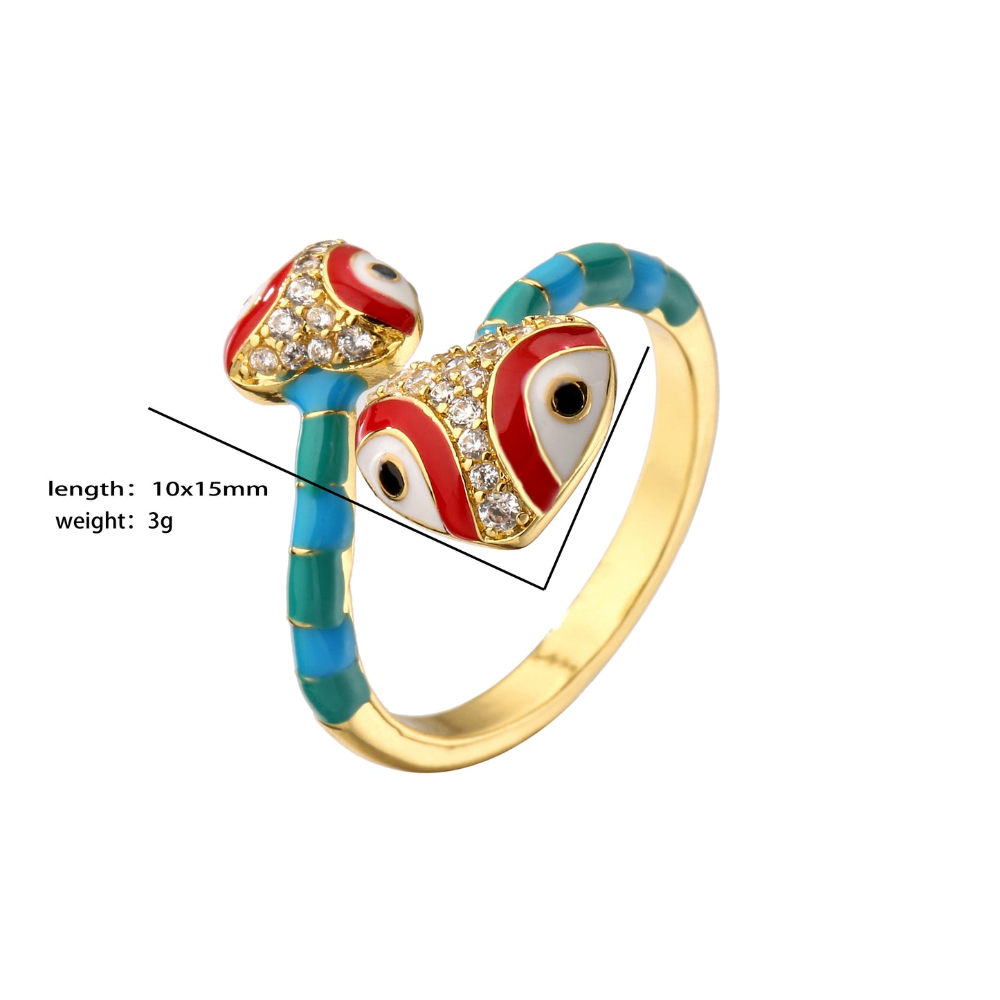 Colourful Snake Charm Ring