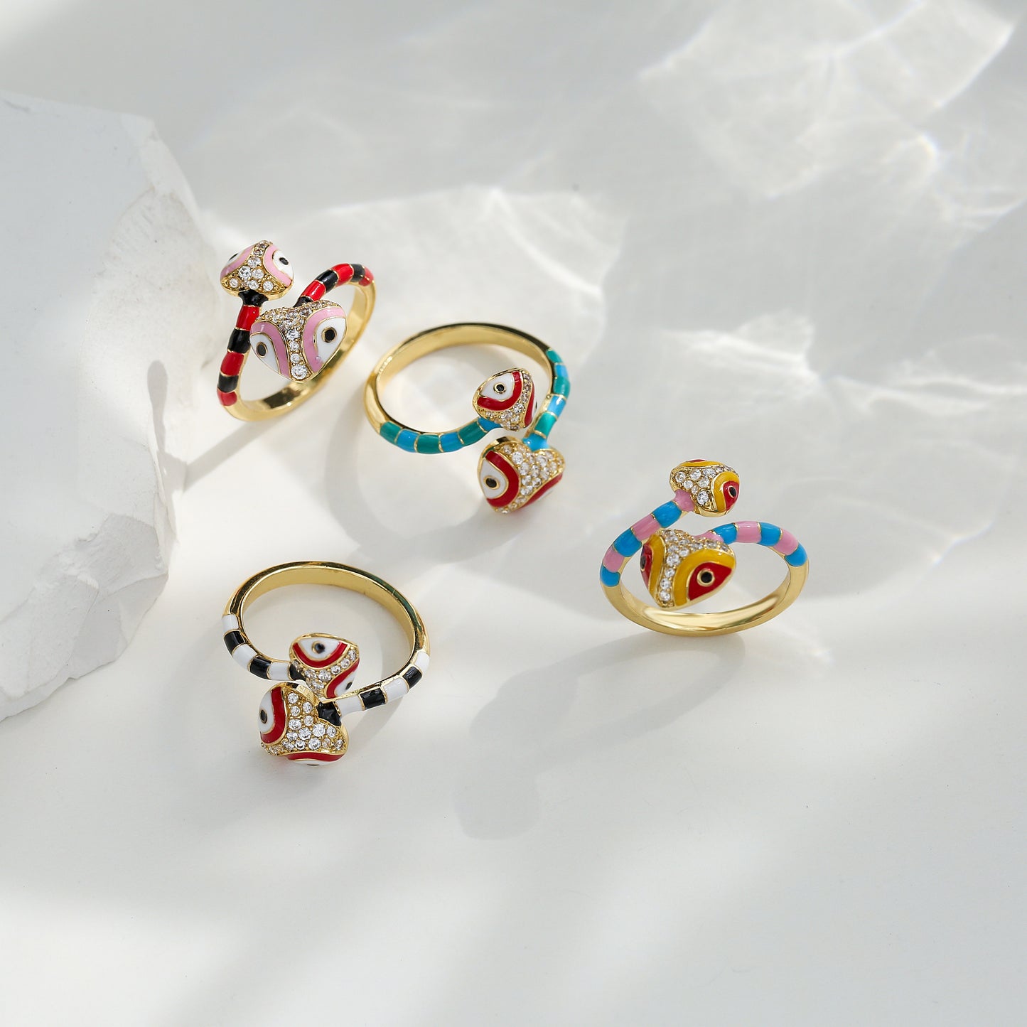 Colourful Snake Charm Ring