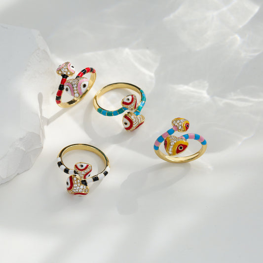 Colourful Snake Charm Ring