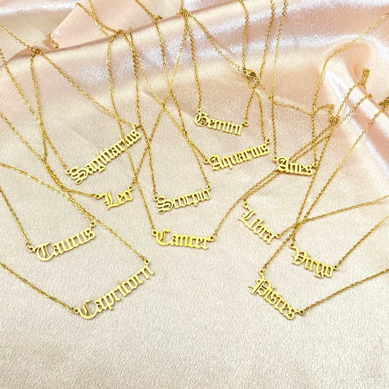 Zodiac Name Necklace