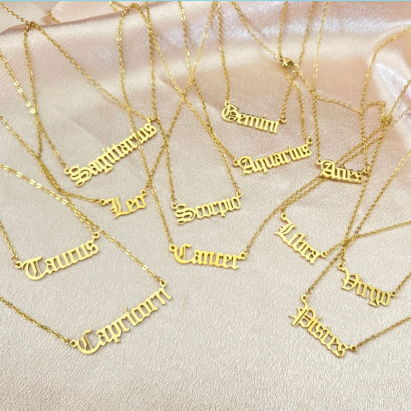 Zodiac Name Necklace