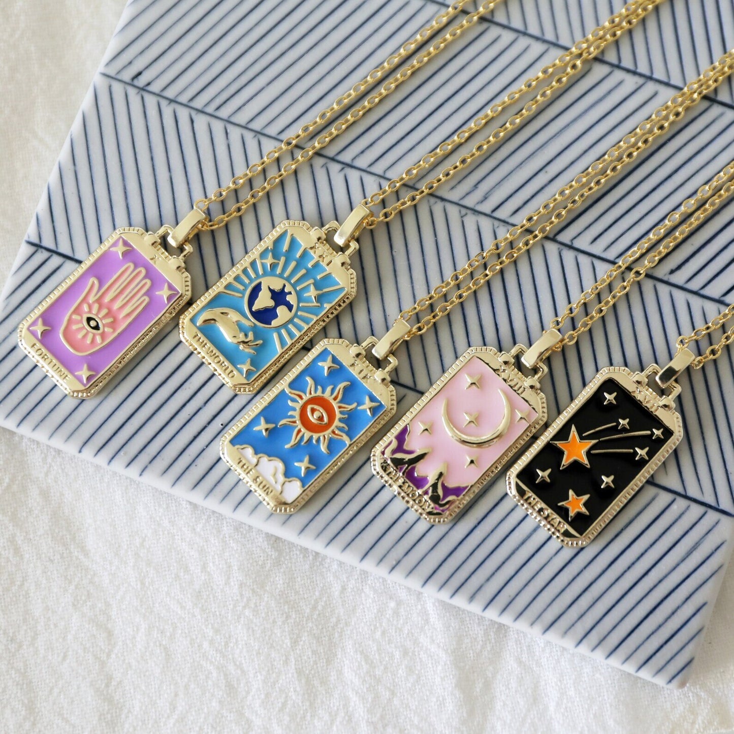 Enamel Tarot Pendant Necklace