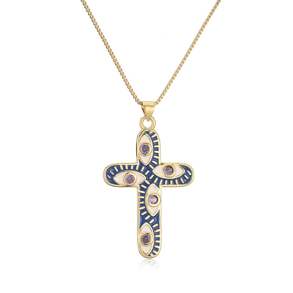 Evil eye store cross necklace