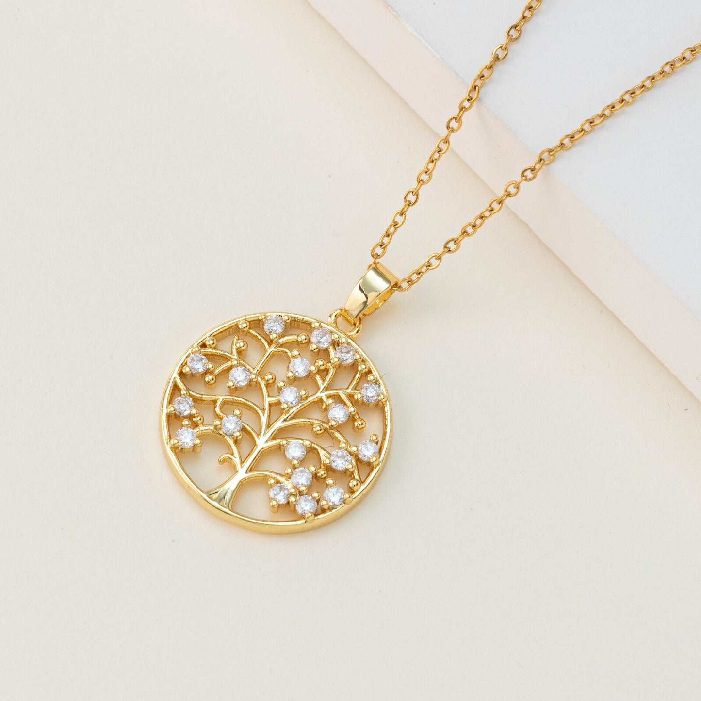 Zircon Tree of Life Tree Pendant Necklace