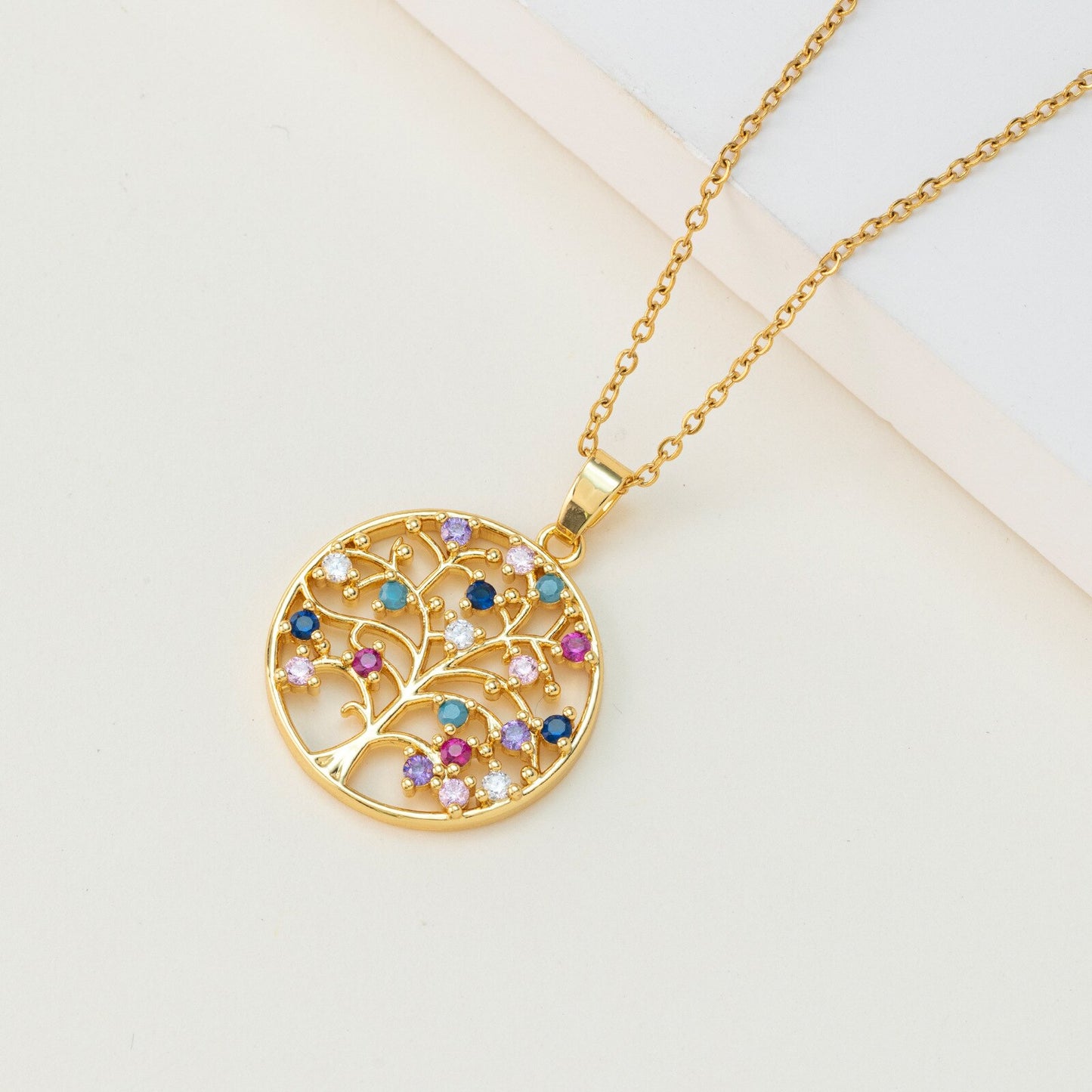 Zircon Tree of Life Tree Pendant Necklace