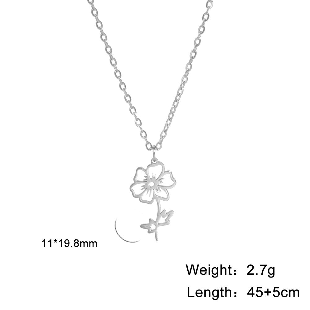 Dainty Birth Month Flower Necklace