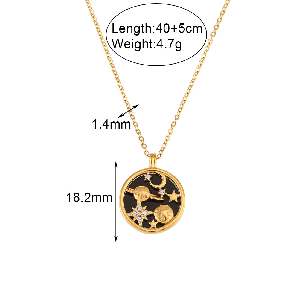 Round Disc Universe Pendant Necklace