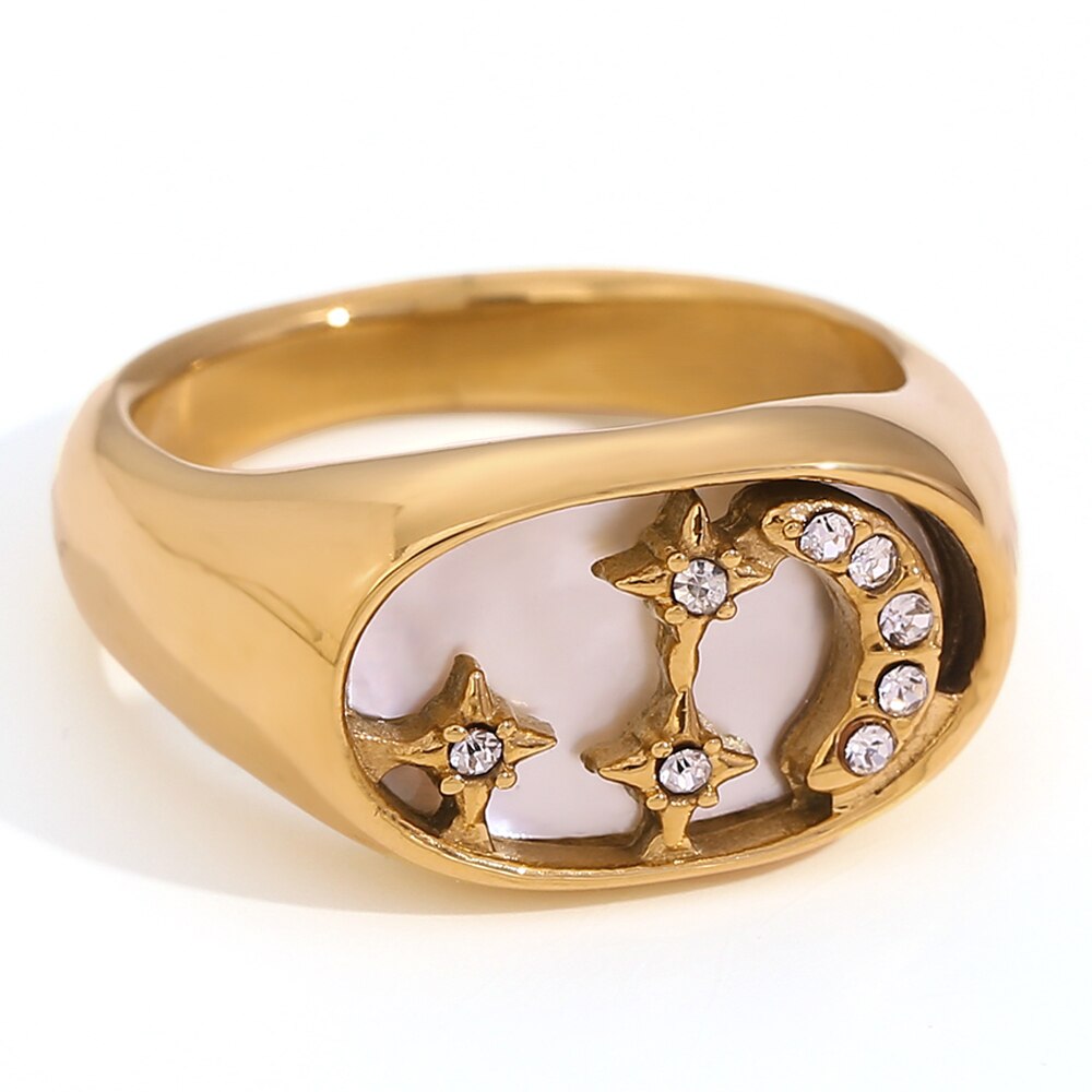 Moon & Stars Signet Ring