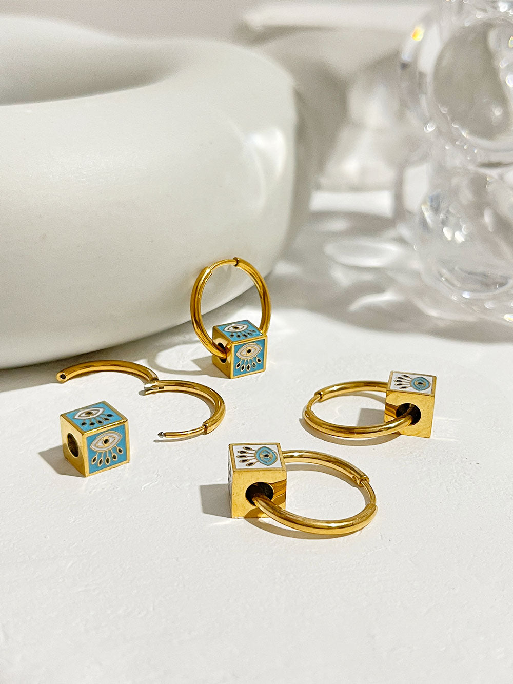 Evil Eye Cube Hoops