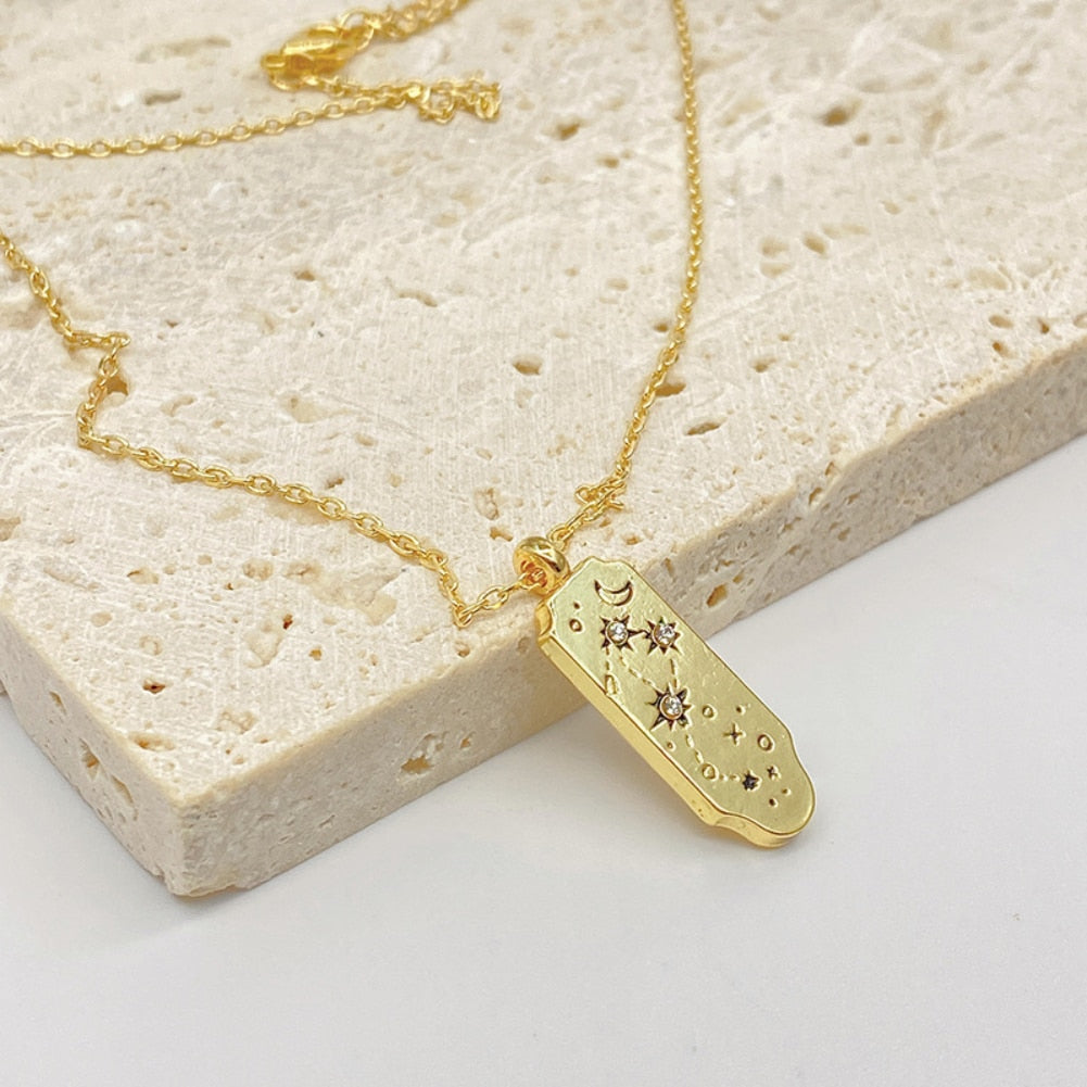 Vintage Zircon Constellation Pendant Necklace