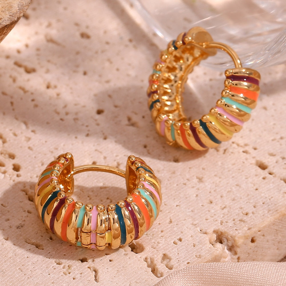 Rainbow Caterpillar Hoop Earrings