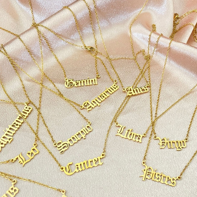 Zodiac Name Necklace