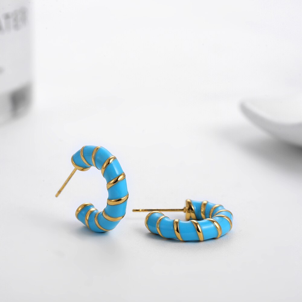 Bohemia Blue & Pink Twisted Hoops