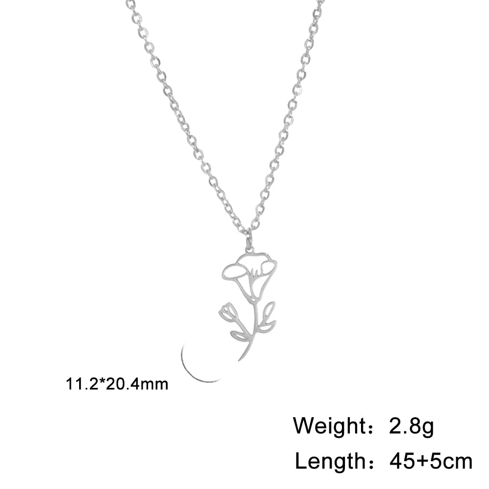 Dainty Birth Month Flower Necklace