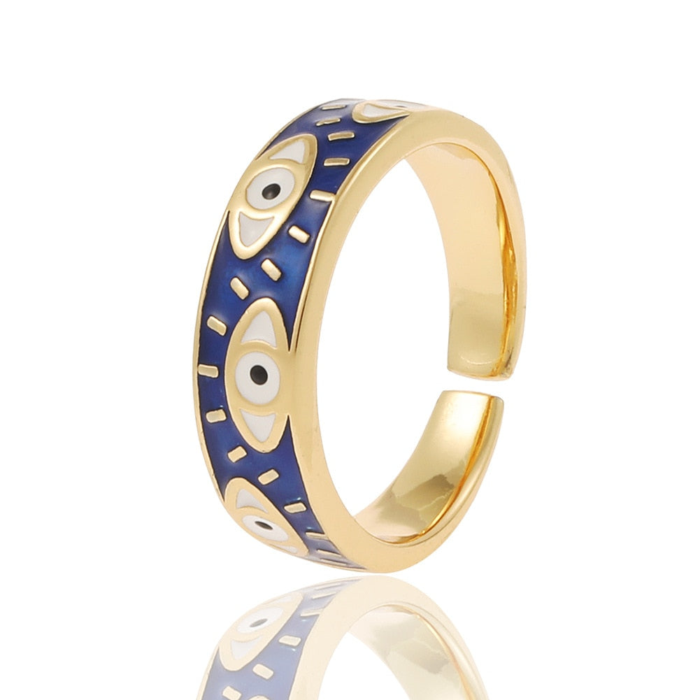 Slimline Enamel Evil Eye Ring