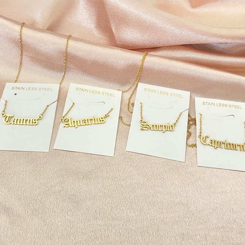 Zodiac Name Necklace